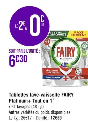 Casino Supermarchés Fairy tablettes lave-vaisselle platinum+ tout en 1 offre