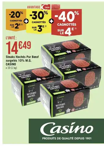 Casino Supermarchés Casino steaks hachés pur bœuf surgelés 10% m.g offre