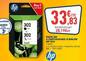 Bureau Vallée Hp pack de 2 cartouches d’encre 302 offre
