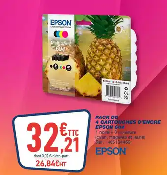 Bureau Vallée Epson pack de 4 cartouches d’encre 604 offre