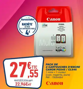 Bureau Vallée Canon 2 cartouches d’encre pg545 / cl546 offre