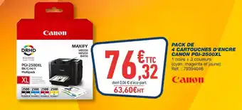 Bureau Vallée Canon pack de 4 cartouches d’encre pgi-2500xl offre