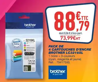 Bureau Vallée Brother pack de 4 cartouches d’encre lc3219xl offre