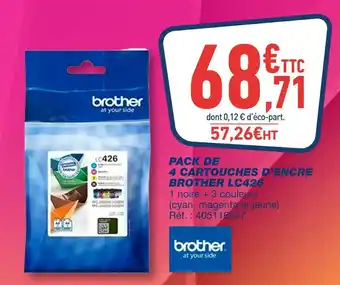 Bureau Vallée Brother pack de 4 cartouches d’encre lc426 offre