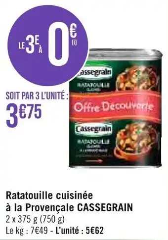 Géant Casino Ratatouille cuisinée à la Provençale CASSEGRAIN offre