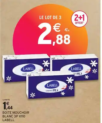 Intermarché Labell boite mouchoir blanc 3p x110 offre
