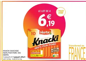 Intermarché Herta knacki saucisse 100% pur porc x10 offre