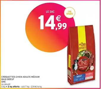 Intermarché Purina one croquettes chien adulte médium maxi boeuf offre