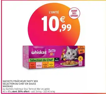 Intermarché Whiskas sachets fraîcheur tasty mix sélection du chef en sauce offre