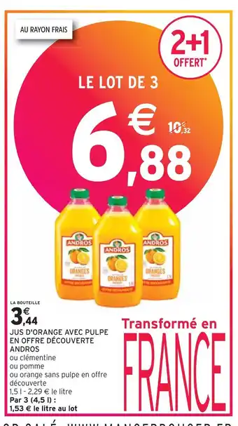 Intermarché Andros jus d'orange avec pulpe en offre découverte offre
