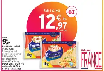 Intermarché Président emmental râpé offre