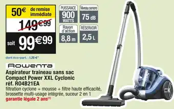 Cora x Carrefour Rowenta aspirateur traineau sans sac compact power xxl cyclonic offre