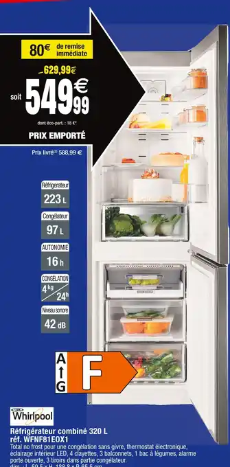 Whirlpool réfrigérateur combiné 320 l