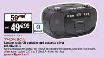 Cora x Carrefour Thomson lecteur radio cd portable mp3 cassette silver offre