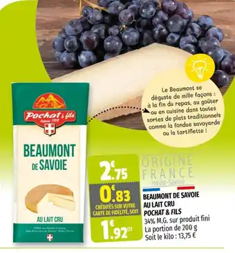 Beaumont De Savoie Au Lait Cru Pochat & Fils
