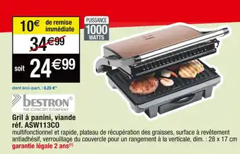 Cora x Carrefour Bestron gril à panini, viande réf. asw113co offre