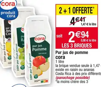 Cora x Carrefour Cora pur jus de pomme offre