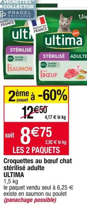 Cora x Carrefour Ultima croquettes au bœuf chat stérilisé adulte offre