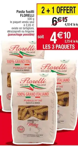 Cora x Carrefour Florelli pasta fusilli offre