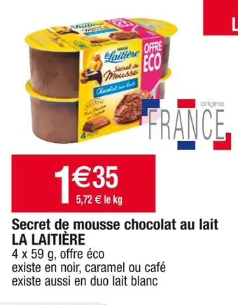 Cora x Carrefour La laitière secret de mousse chocolat au lait offre