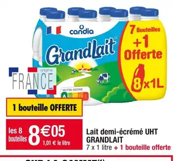 Cora x Carrefour Grandlait lait demi-écrémé uht offre