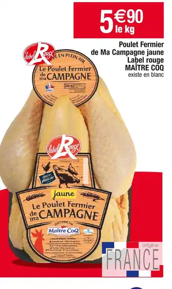 Cora x Carrefour Maître coq poulet fermier de ma campagne jaune label rouge offre
