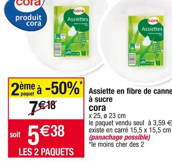 Cora x Carrefour Cora assiette en fibre de canne à sucre offre