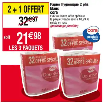 Cora x Carrefour Cora papier hygiénique 2 plis blanc offre