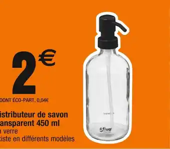 Cora x Carrefour Distributeur de savon transparent 450 ml offre