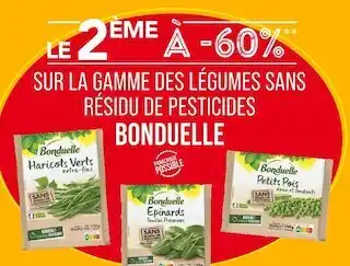 Match Bonduelle le 2ème à -60% sur la gamme des légumes sans résidu de pesticides bonduelle offre