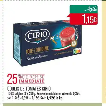 Match Cirio coulis de tomates offre