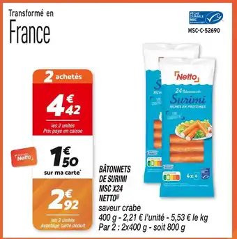 Netto Netto bâtonnets de surimi msc x24 offre