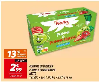 Netto Netto compote en gourdes pomme & pomme fraise offre