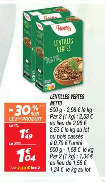 Netto LENTILLES VERTES NETTO offre