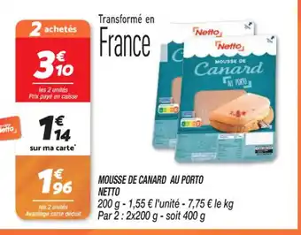 Netto MOUSSE DE CANARD AU PORTO NETTO offre