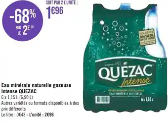 Géant Casino Eau minérale naturelle gazeuse Intense QUEZAC offre
