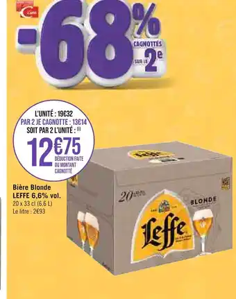 Géant Casino Bière Blonde LEFFE 6,6% vol. offre