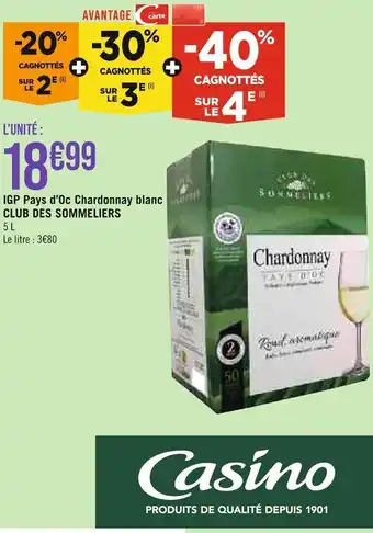 IGP Pays d'Oc Chardonnay blanc CLUB DES SOMMELIERS