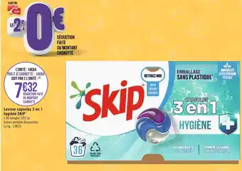 Géant Casino Lessive capsules 3 en 1 hygiène SKIP offre
