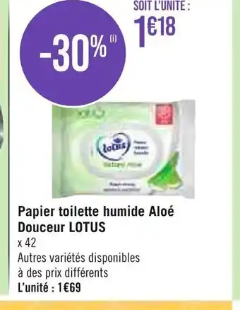 Géant Casino Papier toilette humide Aloé Douceur LOTUS offre