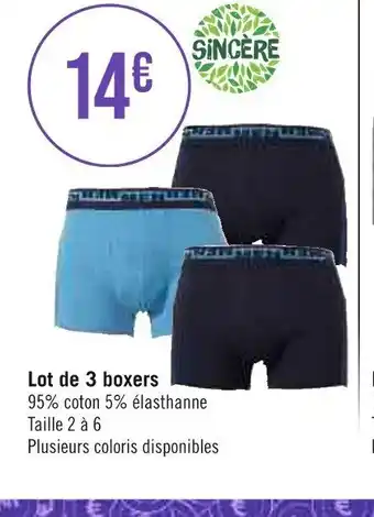 Géant Casino Lot de 3 boxers offre