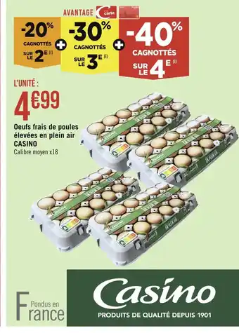 Casino Supermarchés Oeufs frais de poules élevées en plein air CASINO offre