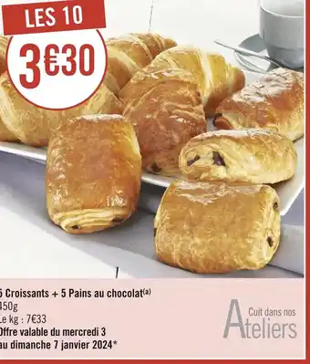Casino Supermarchés 5 Croissants + 5 Pains au chocolat offre