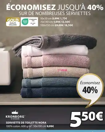JYSK SERVIETTE DE TOILETTE NORA offre
