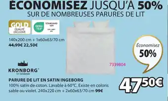 JYSK PARURE DE LIT EN SATIN INGEBORG offre
