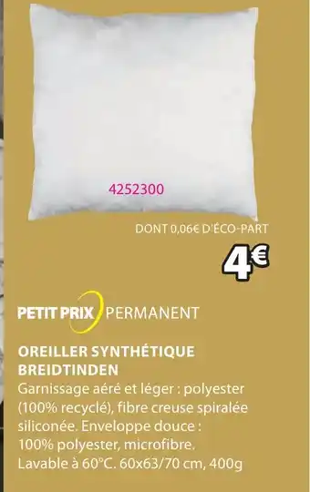 JYSK OREILLER SYNTHÉTIQUE BREIDTINDEN offre