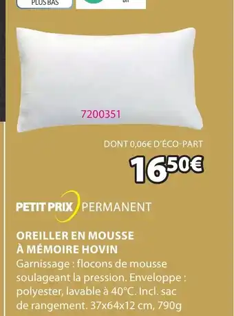 JYSK OREILLER EN MOUSSE À MÉMOIRE HOVIN offre