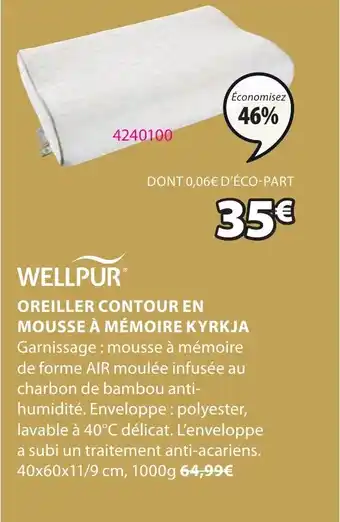 JYSK OREILLER CONTOUR EN MOUSSE À MÉMOIRE KYRKJA offre