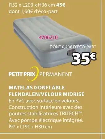JYSK MATELAS GONFLABLE FLENDALEN/VELOUR MIDRISE offre