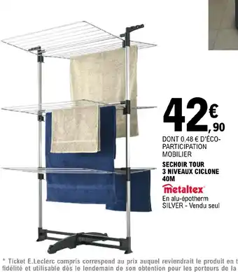 E.Leclerc SECHOIR TOUR 3 NIVEAUX CICLONE 40M offre